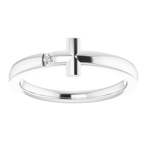Sterling Silver .015 CTW Natural Diamond Youth Sideways Cross Ring - BN & CO JEWELRY