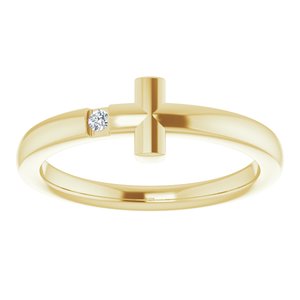 14K Yellow .015 CTW Natural Diamond Youth Sideways Cross Ring - BN & CO JEWELRY