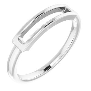 14K White Open Bar Ring - BN & CO JEWELRY