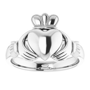 14K White 8.5 mm Claddagh Ring Size 10 - BN & CO JEWELRY