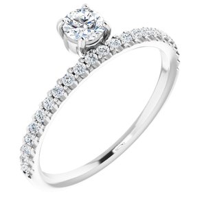 14K White 1/2 CTW Natural Diamond Asymmetrical Stackable Ring - BN & CO JEWELRY