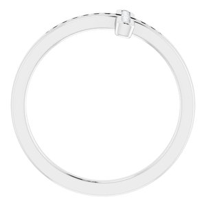 14K White 1/10 CTW Natural Diamond Sideways Cross Ring - BN & CO JEWELRY