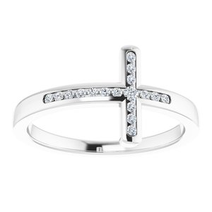 Sterling Silver 1/10 CTW Natural Diamond Sideways Cross Ring - BN & CO JEWELRY