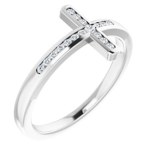 Sterling Silver 1/10 CTW Natural Diamond Sideways Cross Ring - BN & CO JEWELRY