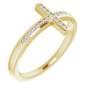 14K Yellow 1/10 CTW Natural Diamond Sideways Cross Ring - BN & CO JEWELRY