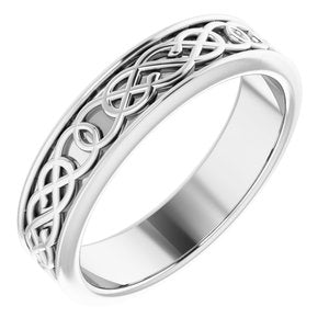 14K White 5 mm Celtic-Inspired Band Size 8 - BN & CO JEWELRY