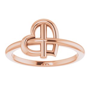 14K Rose Heart Cross Ring - BN & CO JEWELRY