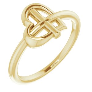 14K Yellow Heart Cross Ring - BN & CO JEWELRY