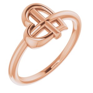 14K Rose Heart Cross Ring - BN & CO JEWELRY