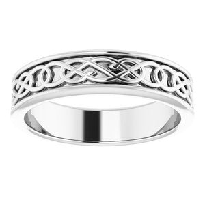 14K White 5 mm Celtic-Inspired Band Size 8 - BN & CO JEWELRY