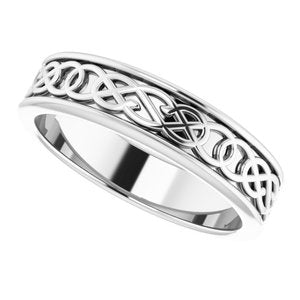 14K White 5 mm Celtic-Inspired Band Size 8 - BN & CO JEWELRY