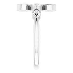 14K White .05 CTW Natural Diamond Sideways Cross Ring - BN & CO JEWELRY