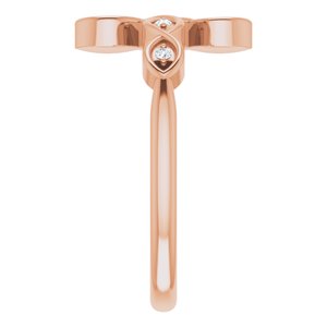 14K Rose .05 CTW Natural Diamond Sideways Cross Ring - BN & CO JEWELRY