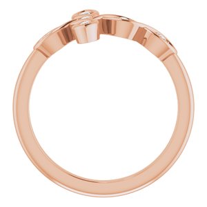 14K Rose .05 CTW Natural Diamond Sideways Cross Ring - BN & CO JEWELRY