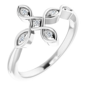 14K White .05 CTW Natural Diamond Sideways Cross Ring - BN & CO JEWELRY