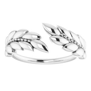 14K White Leaf Negative Space Ring - BN & CO JEWELRY