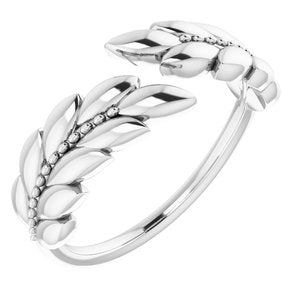 14K White Leaf Negative Space Ring - BN & CO JEWELRY