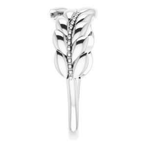 14K White Leaf Negative Space Ring - BN & CO JEWELRY