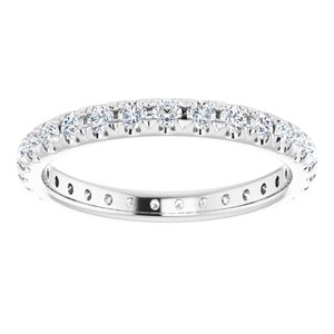 14K White 3/4 CTW Natural Diamond French-Set Eternity Band Size 5.5 - BN & CO JEWELRY