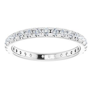14K White 9/10 CTW Natural Diamond French-Set Eternity Band Size 8 - BN & CO JEWELRY