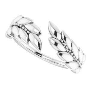 14K White Leaf Negative Space Ring - BN & CO JEWELRY
