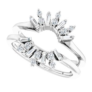 14K White 1/3 CTW Natural Diamond Art Deco Baguette Ring Guard - BN & CO JEWELRY