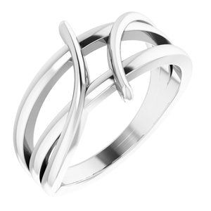 14K White 12.4 mm Freeform Bypass Ring - BN & CO JEWELRY