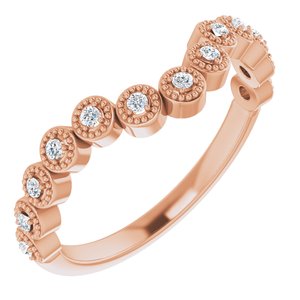 14K Rose 1/8 CTW Natural Diamond Vintage-Inspired Contour Band - BN & CO JEWELRY