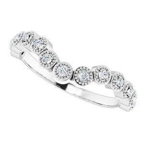14K White 1/8 CTW Natural Diamond Vintage-Inspired Contour Band - BN & CO JEWELRY