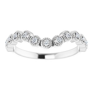 14K White 1/8 CTW Natural Diamond Vintage-Inspired Contour Band - BN & CO JEWELRY