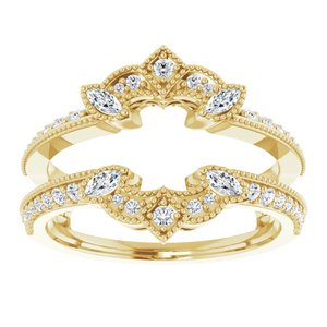 14K Yellow 3/8 CTW Natural Diamond Art Deco Milgrain Ring Guard - BN & CO JEWELRY