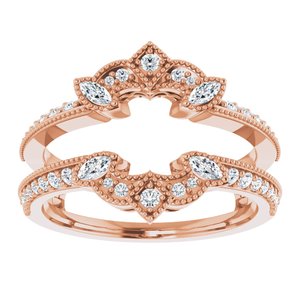 14K Rose 3/8 CTW Natural Diamond Art Deco Milgrain Ring Guard - BN & CO JEWELRY