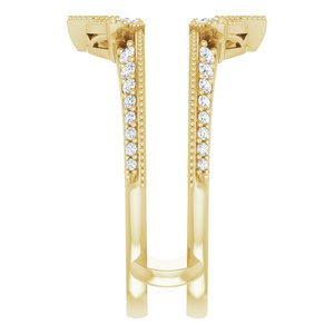 14K Yellow 3/8 CTW Natural Diamond Art Deco Milgrain Ring Guard - BN & CO JEWELRY