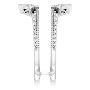 14K White 3/8 CTW Natural Diamond Art Deco Milgrain Ring Guard - BN & CO JEWELRY