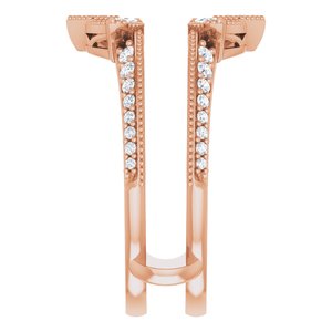 14K Rose 3/8 CTW Natural Diamond Art Deco Milgrain Ring Guard - BN & CO JEWELRY