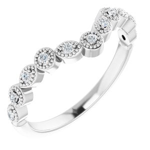 14K White 1/10 CTW Natural Diamond Vintage-Inspired Contour Band - BN & CO JEWELRY