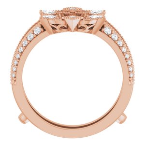 14K Rose 3/8 CTW Natural Diamond Art Deco Milgrain Ring Guard - BN & CO JEWELRY