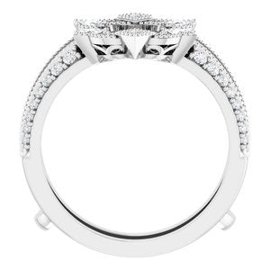 14K White 3/8 CTW Natural Diamond Art Deco Milgrain Ring Guard - BN & CO JEWELRY