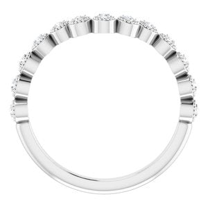 14K White 1/8 CTW Natural Diamond Vintage-Inspired Contour Band - BN & CO JEWELRY