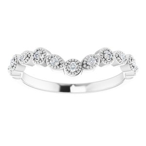 14K White 1/10 CTW Natural Diamond Vintage-Inspired Contour Band - BN & CO JEWELRY