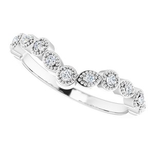 14K White 1/10 CTW Natural Diamond Vintage-Inspired Contour Band - BN & CO JEWELRY