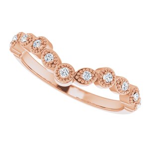 14K Rose 1/10 CTW Natural Diamond Vintage-Inspired Contour Band - BN & CO JEWELRY