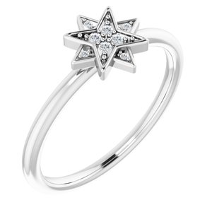 14K White .04 CTW Diamond Star Ring - BN & CO JEWELRY