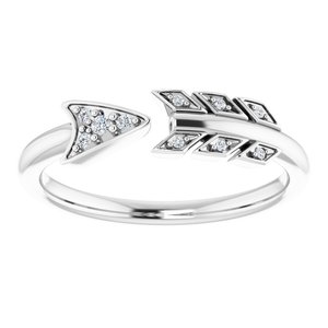 14K White .04 CTW Diamond Arrow Ring - BN & CO JEWELRY
