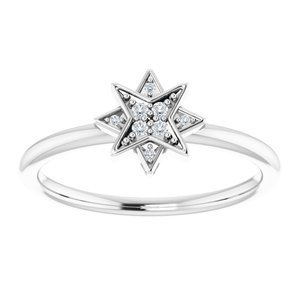 14K White .04 CTW Diamond Star Ring - BN & CO JEWELRY