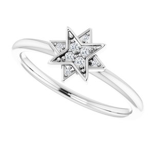 14K White .04 CTW Diamond Star Ring - BN & CO JEWELRY