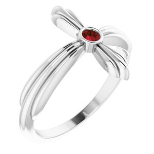 Sterling Silver Natural Mozambique Garnet Sideways Cross Ring - BN & CO JEWELRY