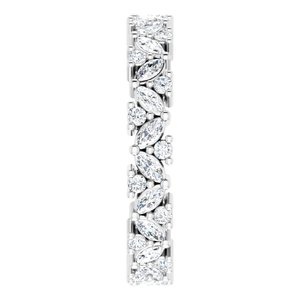 14K White 1 CTW Natural Diamond Cluster Eternity Band Size 7 - BN & CO JEWELRY