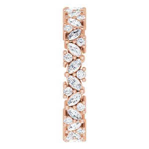 14K Rose 1 CTW Natural Diamond Cluster Eternity Band Size 7 - BN & CO JEWELRY