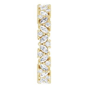 14K Yellow 1 CTW Natural Diamond Cluster Eternity Band Size 7 - BN & CO JEWELRY
